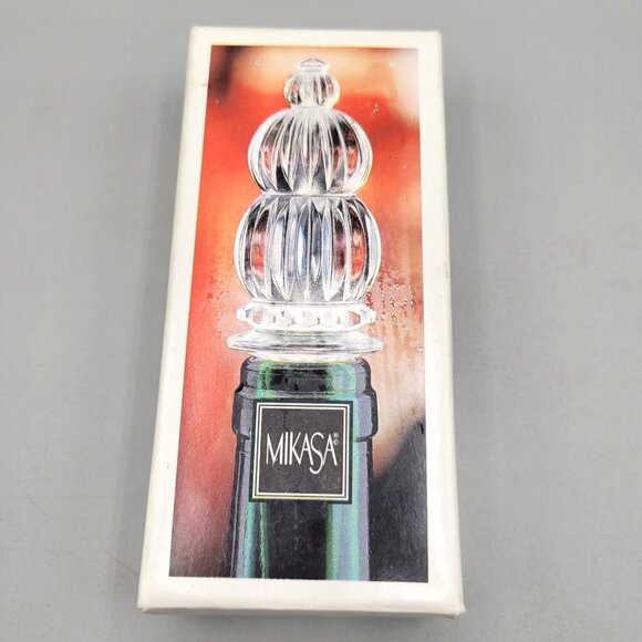 Mikasa Monterey Bottle Stopper Austrian Crystal Clear Glass Ribbed Tiered - Picture 1 of 6